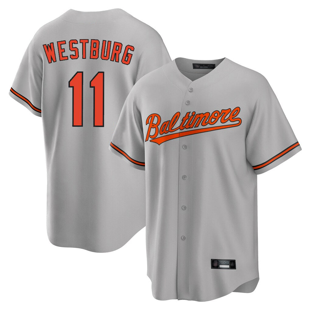 tocy B.Orioles #11 Jordan Westburg Player Gray Home Game Stitched Jerseys
