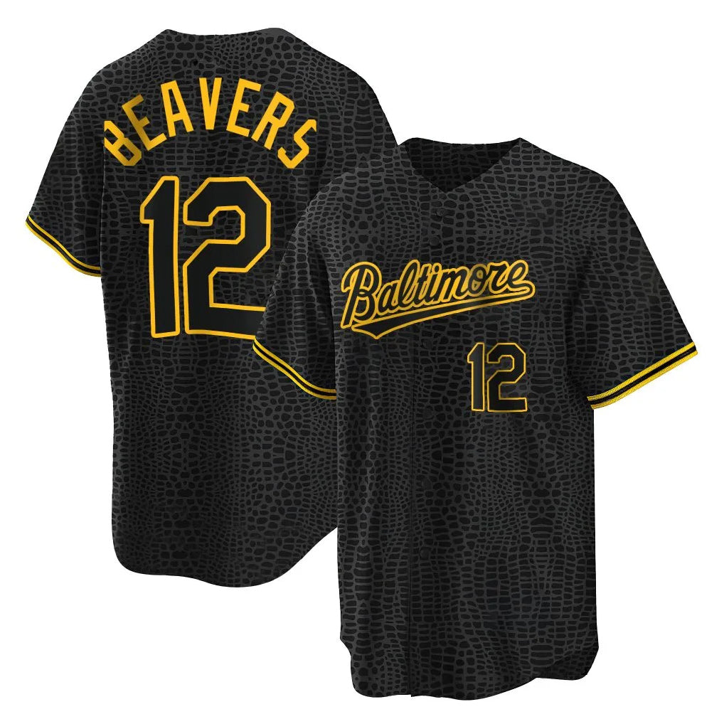 tocy B.Orioles #12 Dylan Beavers Player Black Snake Skin City Home Game Stitched Jerseys