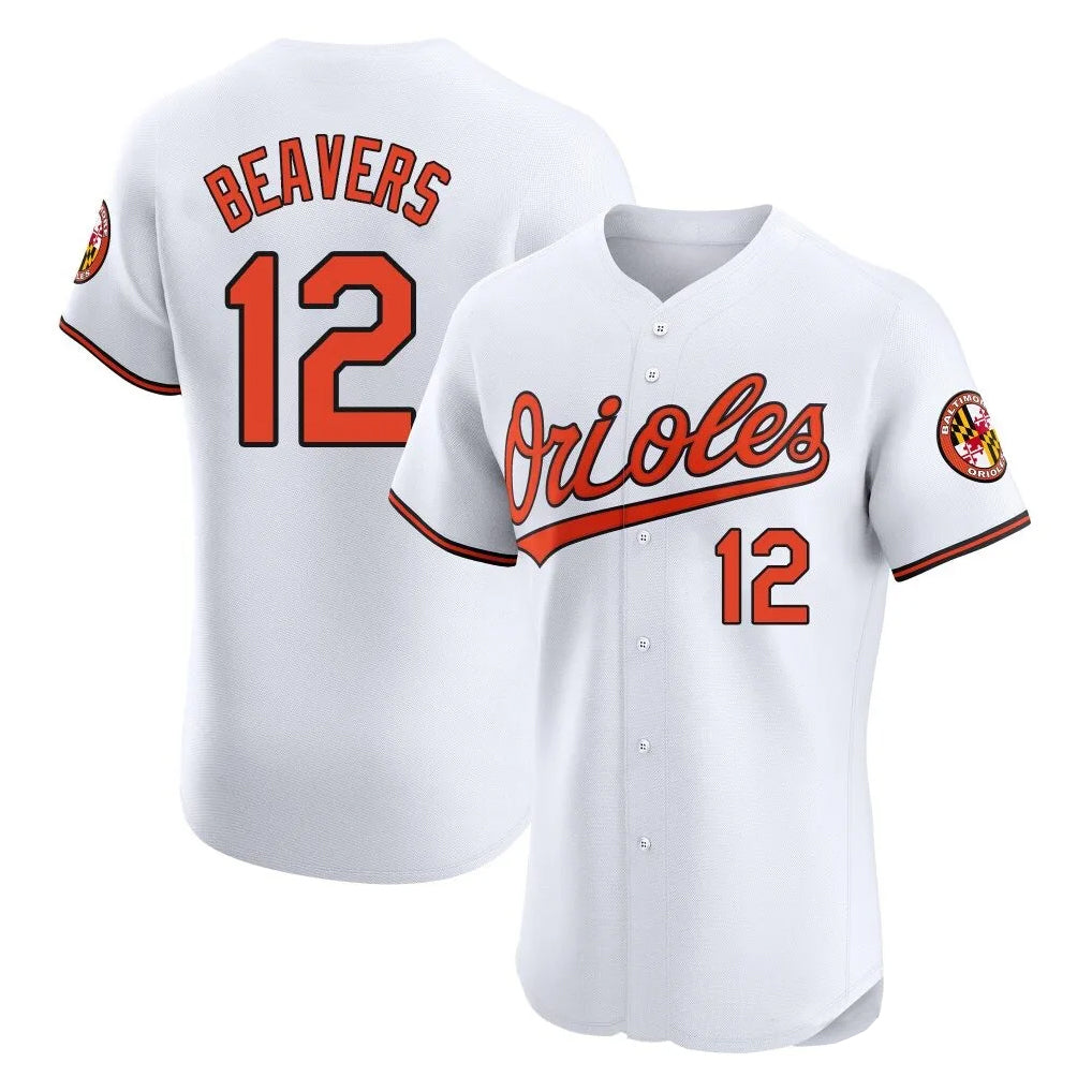 tocy B.Orioles #12 Dylan Beavers Player White Limited Elite Home Game Stitched Jerseys
