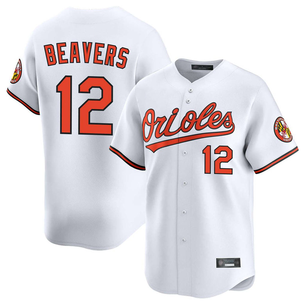 tocy B.Orioles #12 Dylan Beavers Player White Limited Home Game Stitched Jerseys