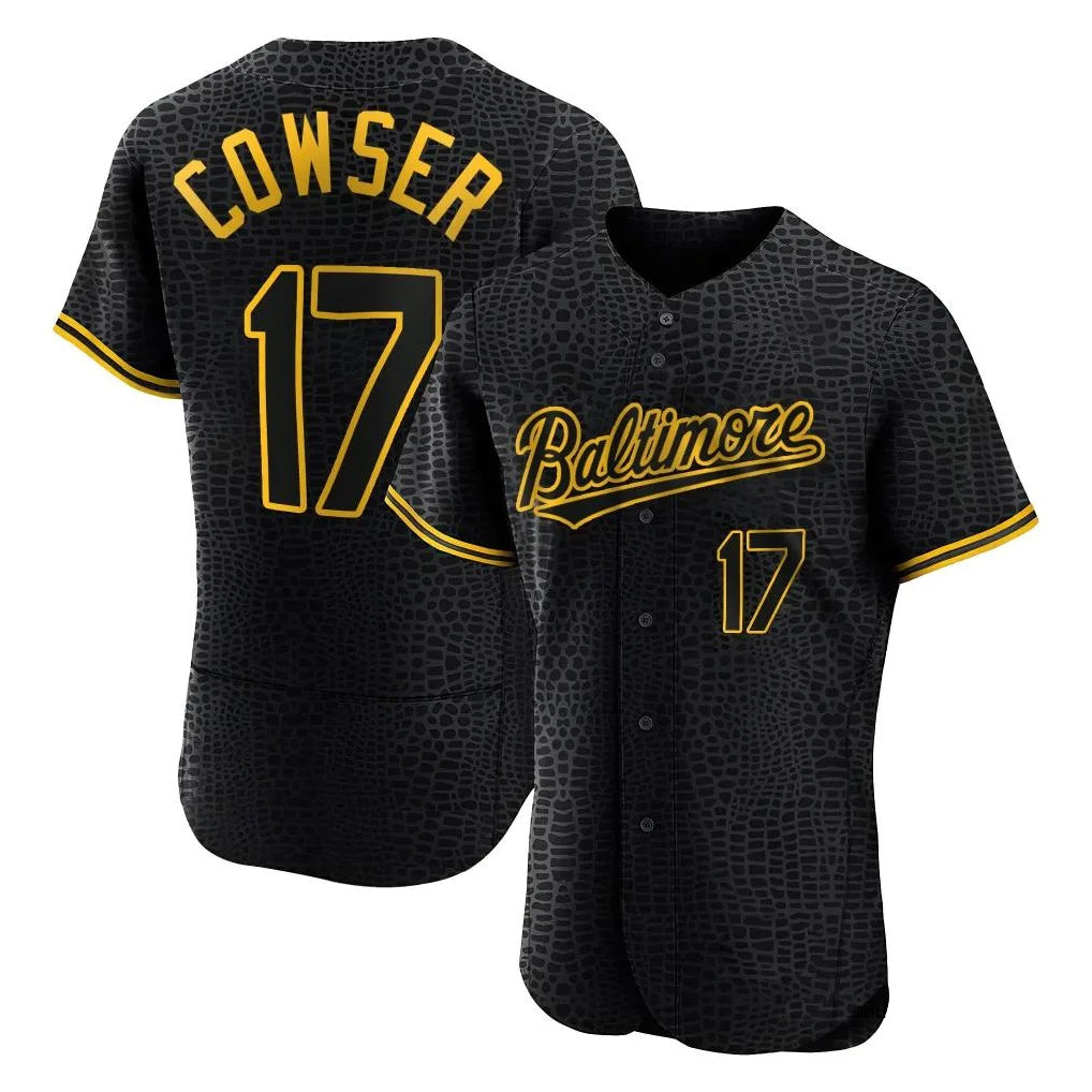 tocy B.Orioles #17 Colton Cowser Player Black Snake Skin City Limited Elite Home Stitched Jerseys