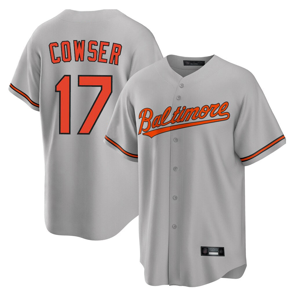 tocy B.Orioles #17 Colton Cowser Player Gray Home Game Stitched Jerseys