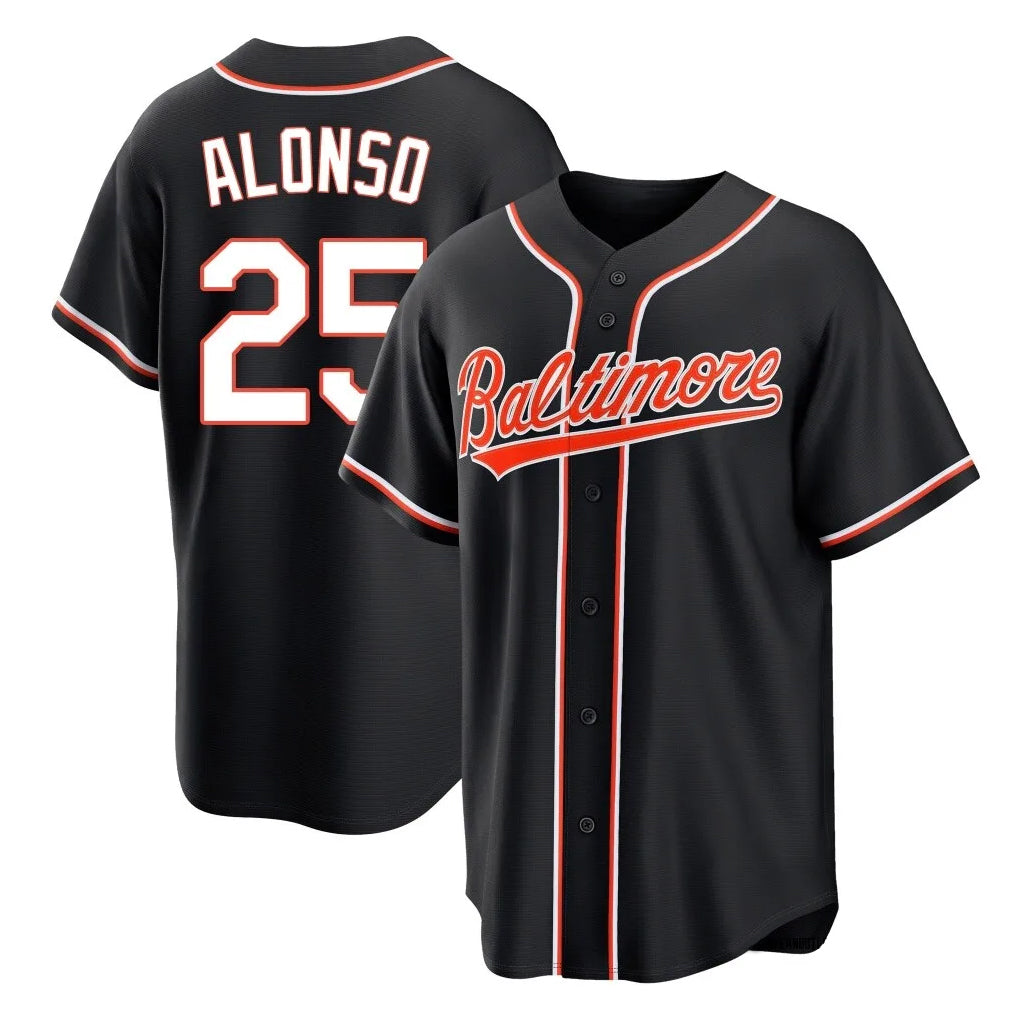 tocy B.Orioles #25 Pete Alonso Player Black Out Home Game Stitched Jerseys
