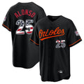 tocy B.Orioles #25 Pete Alonso Player Black USA 250 Fourth of July Home Game Stitched Jerseys