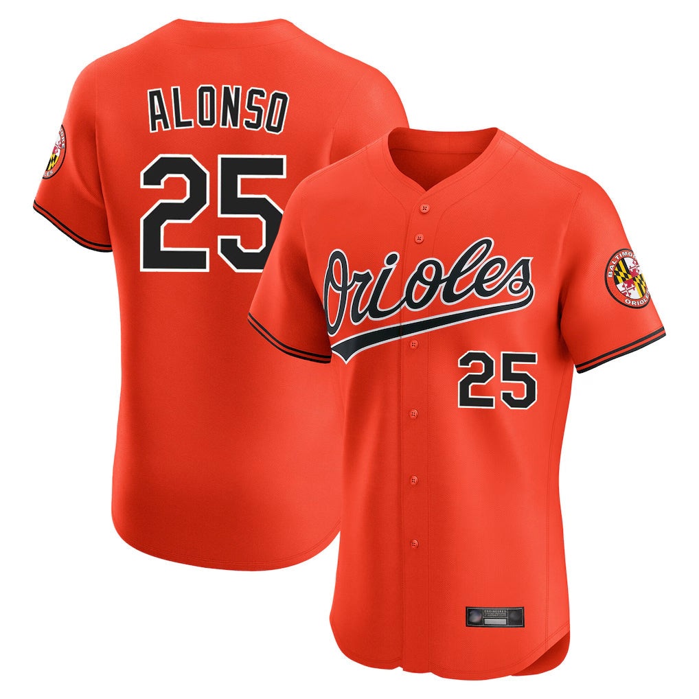 tocy B.Orioles #25 Pete Alonso Player Orange Limited Elite Home Game Stitched Jerseys