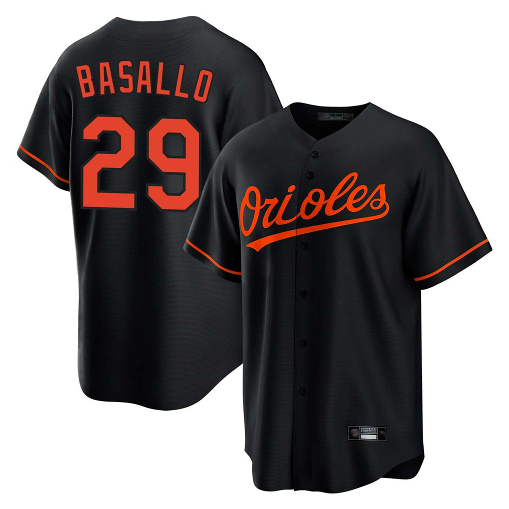 tocy B.Orioles #29 Samuel Basallo Player Black Home Game Stitched Jerseys