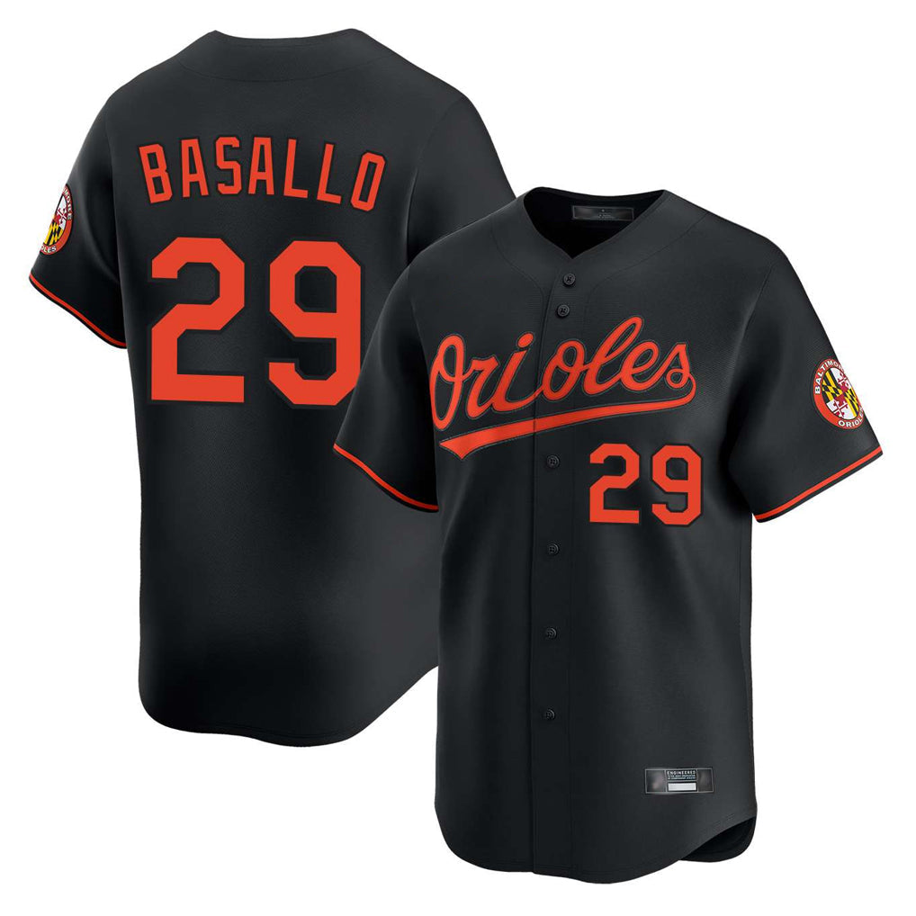 tocy B.Orioles #29 Samuel Basallo Player Black Limited Home Game Stitched Jerseys