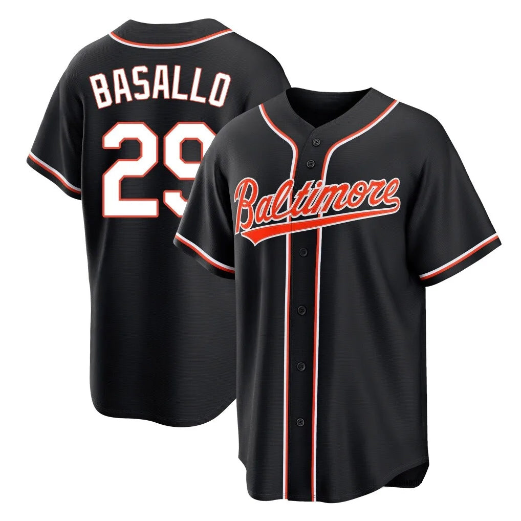 tocy B.Orioles #29 Samuel Basallo Player Black Out Home Game Stitched Jerseys