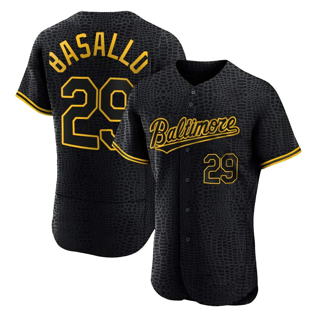 tocy B.Orioles #29 Samuel Basallo Player Black Snake Skin City Limited Elite Home Stitched Jerseys