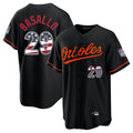 tocy B.Orioles #29 Samuel Basallo Player Black USA 250 Fourth of July Home Game Stitched Jerseys
