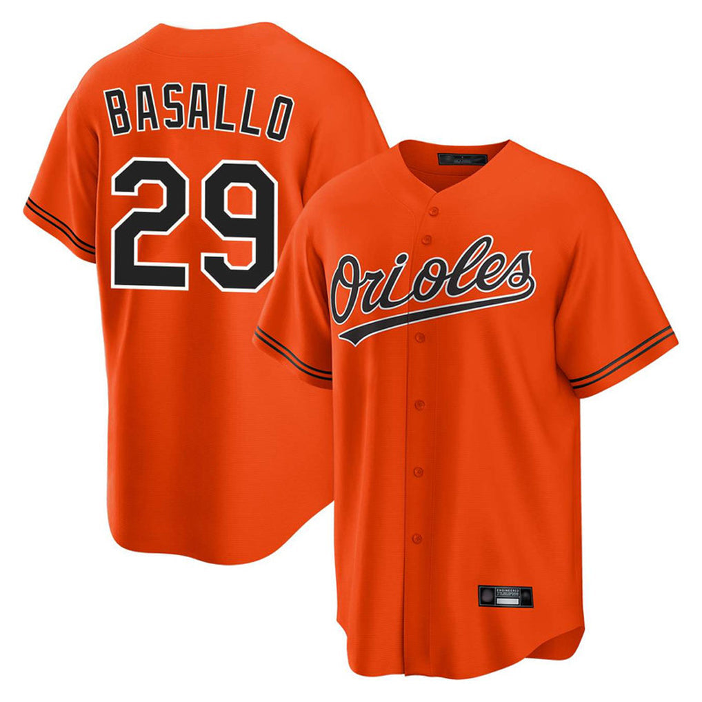 tocy B.Orioles #29 Samuel Basallo Player Orange Home Game Stitched Jerseys