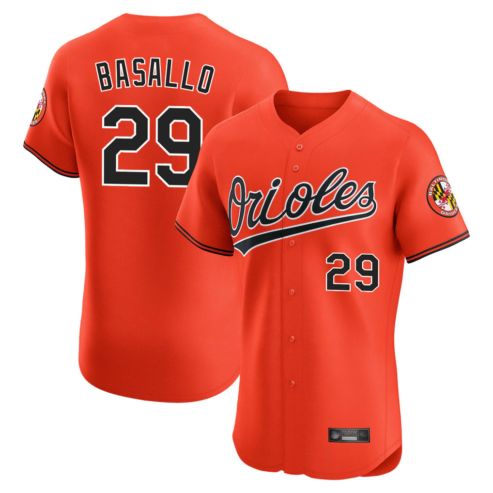 tocy B.Orioles #29 Samuel Basallo Player Orange Limited Elite Home Game Stitched Jerseys