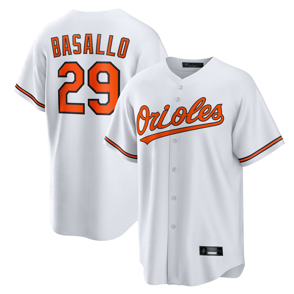 tocy B.Orioles #29 Samuel Basallo Player White Home Game Stitched Jerseys