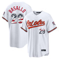 tocy B.Orioles #29 Samuel Basallo Player White USA 250 Fourth of July Home Game Stitched Jerseys