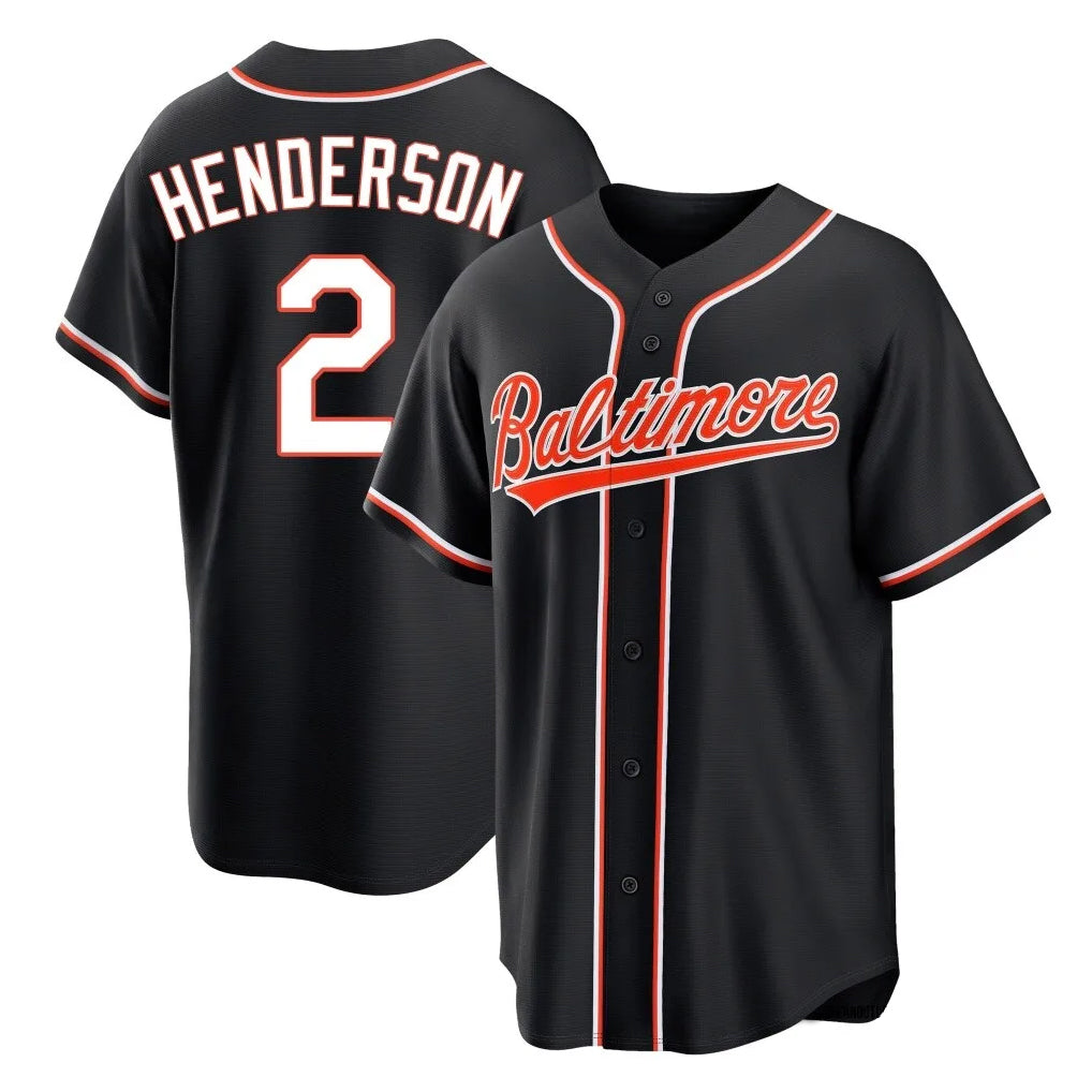 tocy B.Orioles #2 Gunnar Henderson Player Black Out Home Game Stitched Jerseys