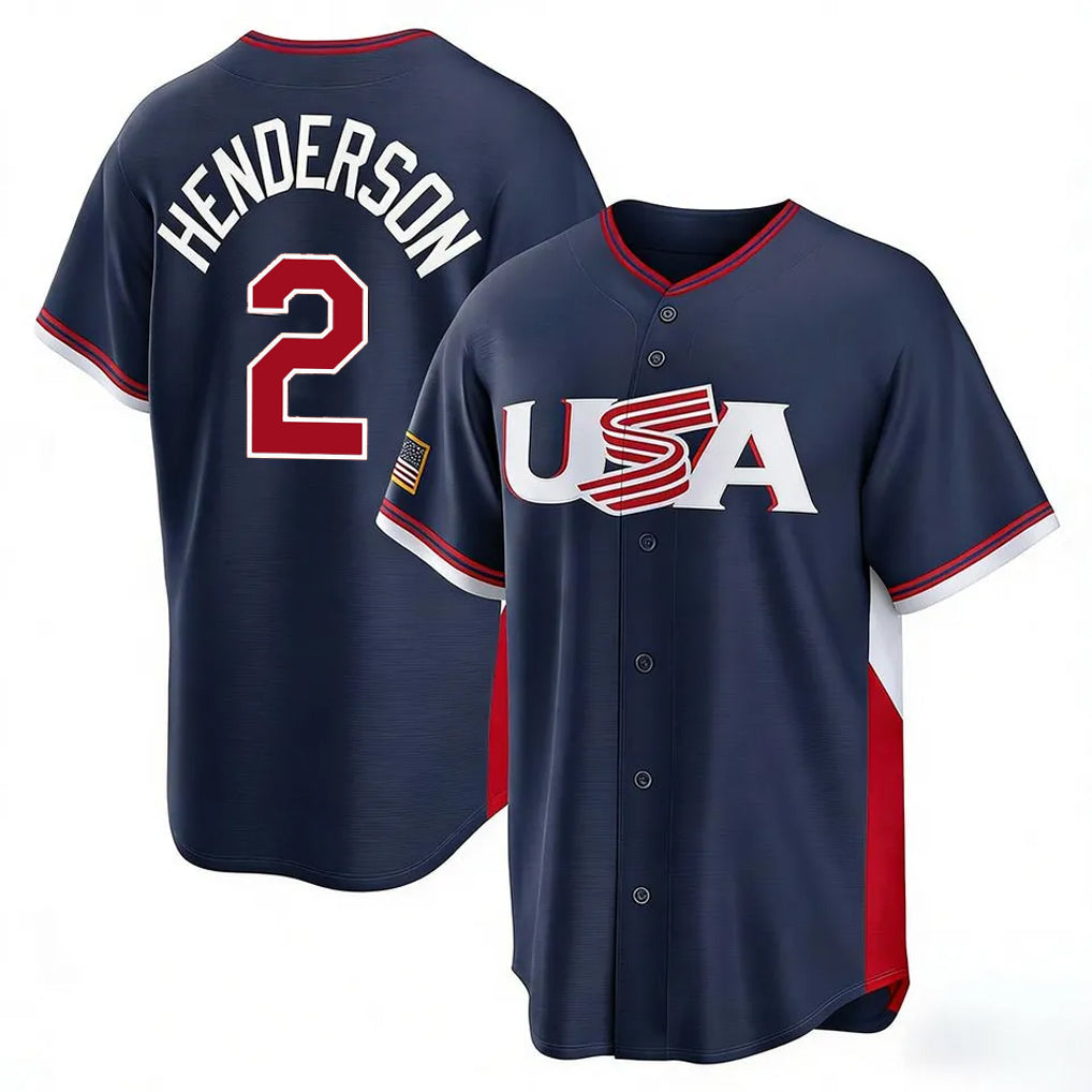tocy B.Orioles #2 Gunnar Henderson Player Navy USA 2026 World Classic Home Game Stitched Jerseys