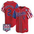 tocy B.Orioles #2 Gunnar Henderson Player Red USA 250 Independence Day Vapor Premier Limited Home Game Stitched Jerseys