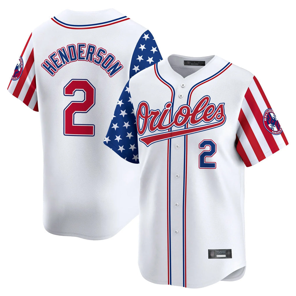 tocy B.Orioles #2 Gunnar Henderson Player White Independence Day Vapor Premier Home Game Stitched Jerseys