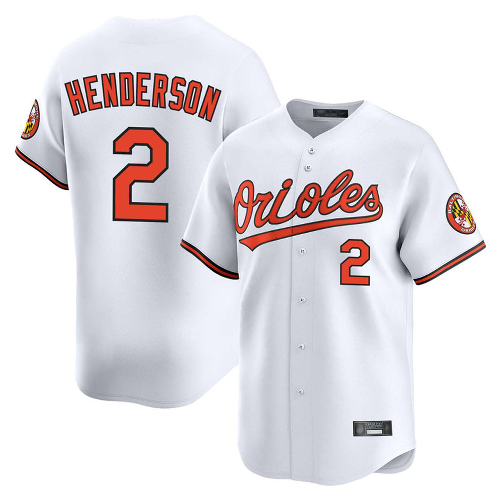 tocy B.Orioles #2 Gunnar Henderson Player White Limited Home Game Stitched Jerseys