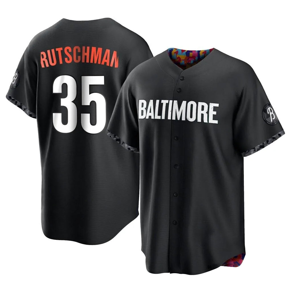 tocy B.Orioles #35 Adley Rutschman Player Black City Connect Home Game Stitched Jerseys