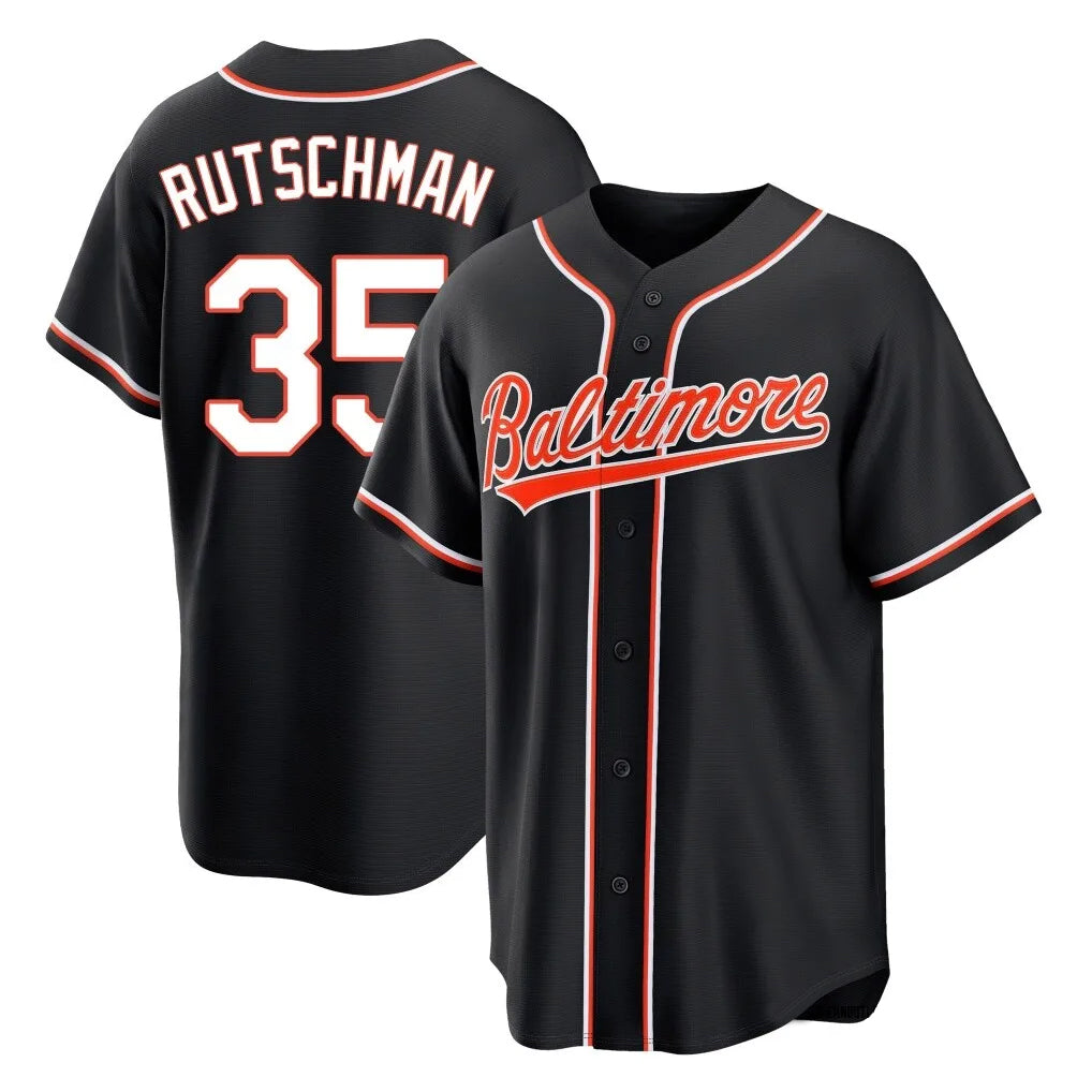 tocy B.Orioles #35 Adley Rutschman Player Black Out Home Game Stitched Jerseys