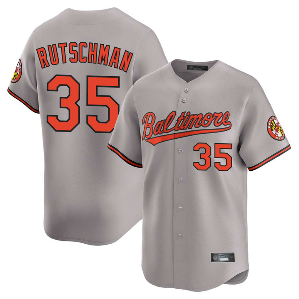 tocy B.Orioles #35 Adley Rutschman Gray Limited Home Game Stitched Jerseys