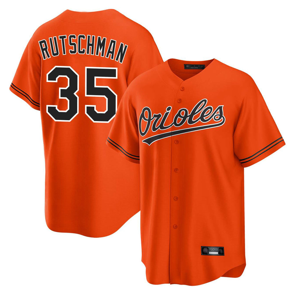 tocy B.Orioles #35 Adley Rutschman Player Orange Home Game Stitched Jerseys