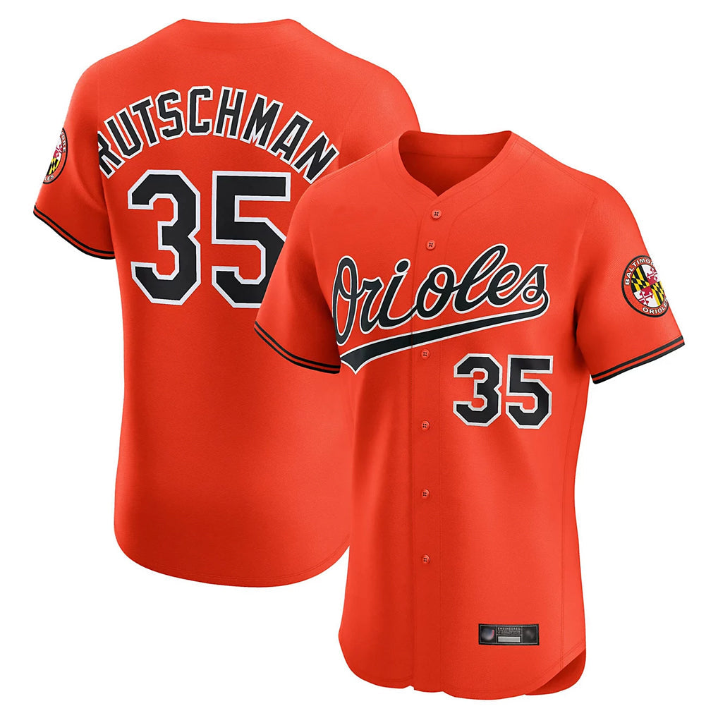 tocy B.Orioles #35 Adley Rutschman Orange Limited Elite Home Game Stitched Jerseys