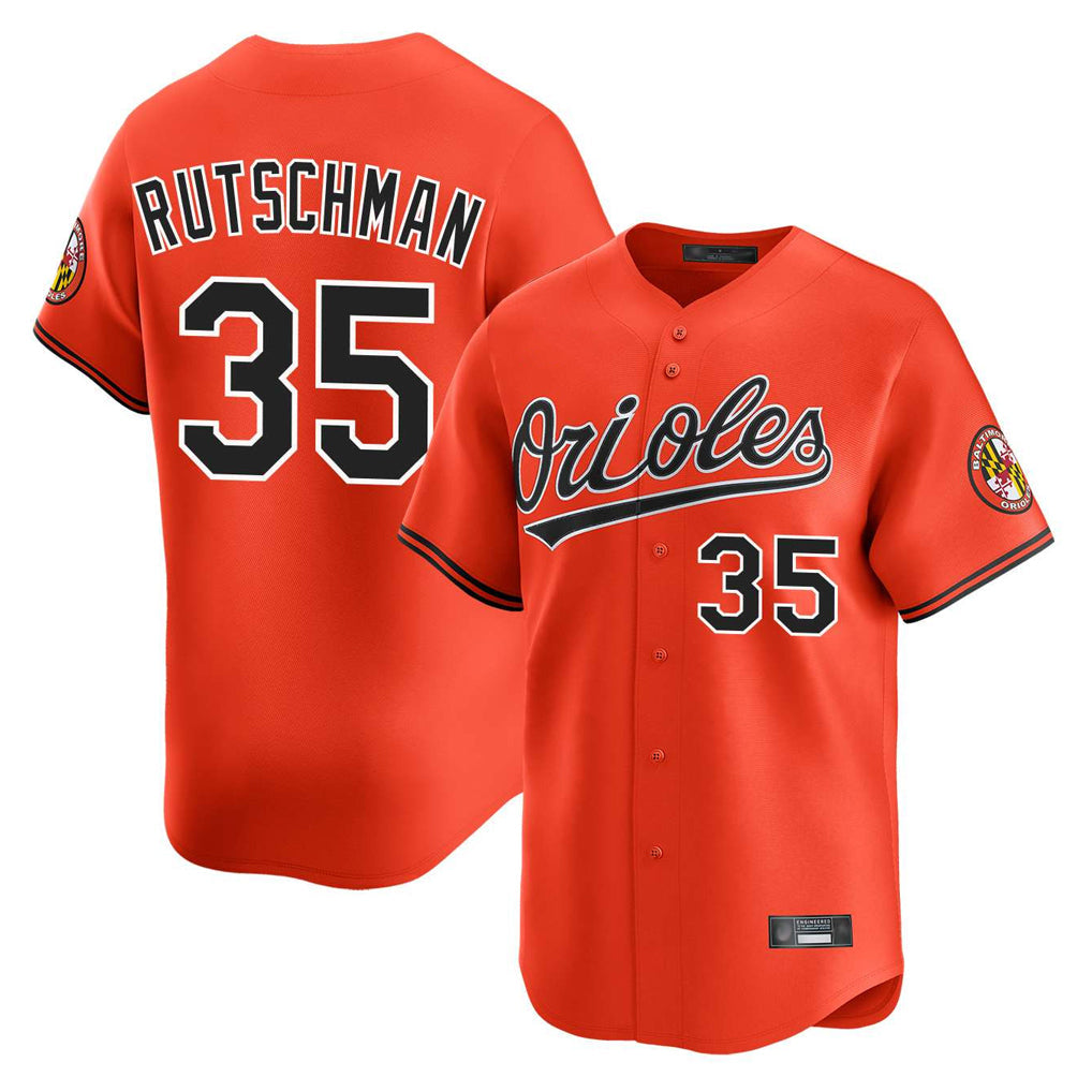 tocy B.Orioles #35 Adley Rutschman Orange Limited Home Game Stitched Jerseys