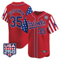 tocy B.Orioles #35 Adley Rutschman Player Red USA 250 Independence Day Vapor Premier Limited Home Game Stitched Jerseys