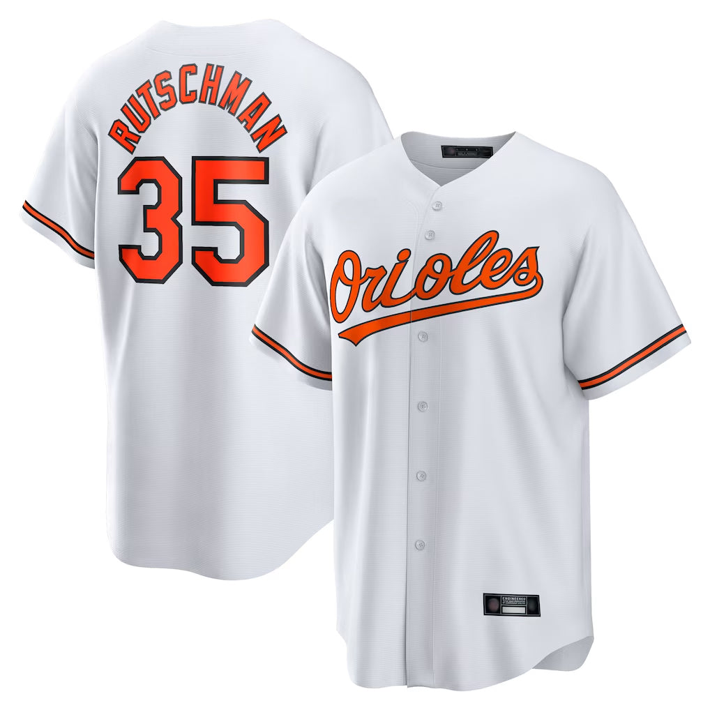 tocy B.Orioles #35 Adley Rutschman Player White Home Game Stitched Jerseys