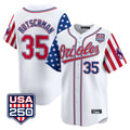 tocy B.Orioles #35 Adley Rutschman White USA 250 Independence Day Vapor Premier Home Game Stitched Jerseys