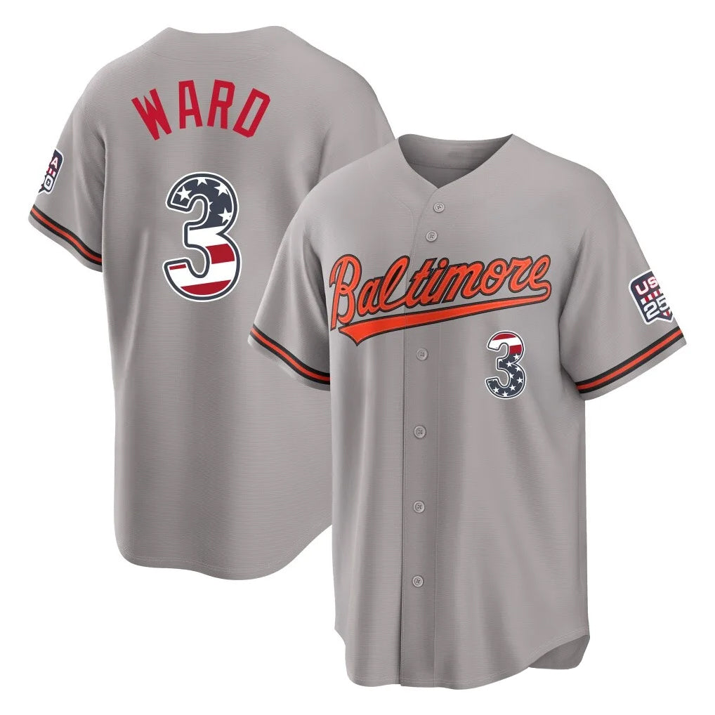 tocy B.Orioles #3 Taylor Ward Player Gray USA 250 Fourth of July Home Game Stitched Jerseys