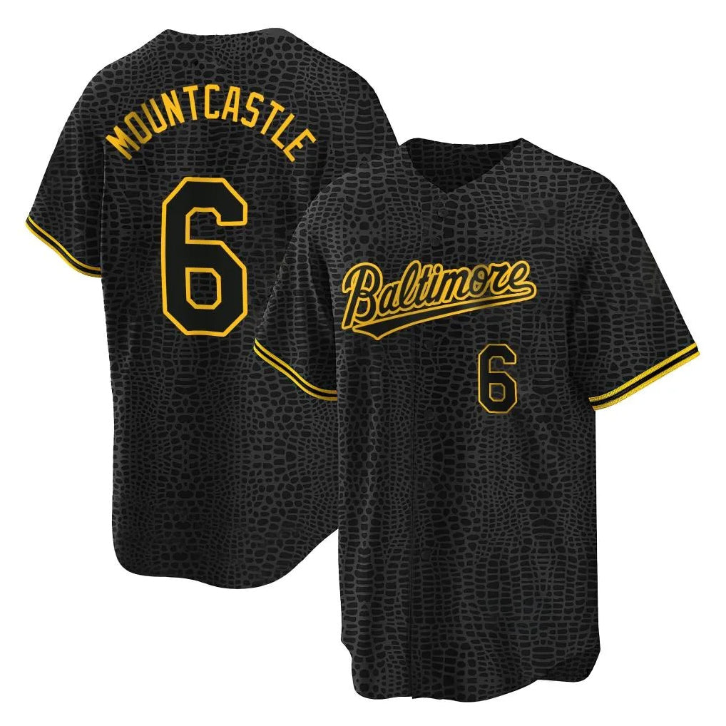 tocy B.Orioles #6 Ryan Mountcastle Player Black Snake Skin City Home Game Stitched Jerseys