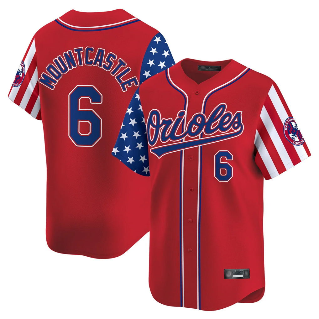 tocy B.Orioles #6 Ryan Mountcastle Player Red Independence Day Vapor Premier Limited Home Game Stitched Jerseys