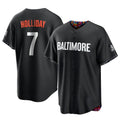 tocy B.Orioles #7 Jackson Holliday Player Black City Connect Home Game Stitched Jerseys
