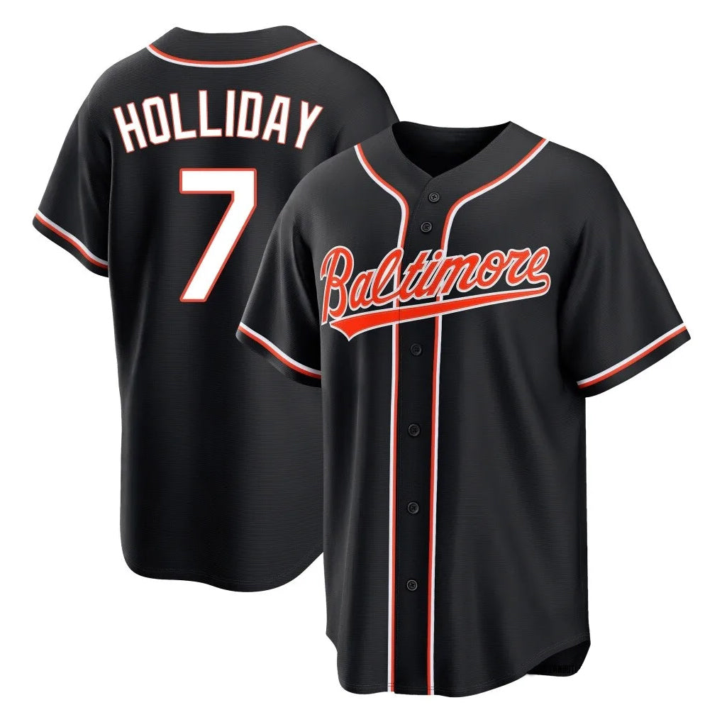 tocy B.Orioles #7 Jackson Holliday Player Black Out Home Game Stitched Jerseys