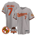 tocy B.Orioles #7 Jackson Holliday Player Gray 30th Anniversary of 2131 Home Game Stitched Jerseys