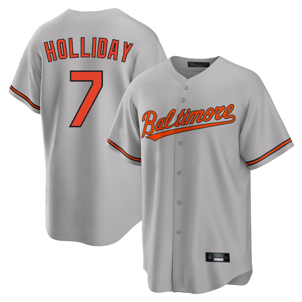 tocy B.Orioles #7 Jackson Holliday Player Gray Home Game Stitched Jerseys
