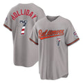 tocy B.Orioles #7 Jackson Holliday Player Gray USA 250 Fourth of July Home Game Stitched Jerseys