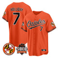tocy B.Orioles #7 Jackson Holliday Player Orange 30th Anniversary of 2131 Home Game Stitched Jerseys