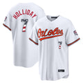 tocy B.Orioles #7 Jackson Holliday Player White USA 250 Fourth of July Home Game Stitched Jerseys