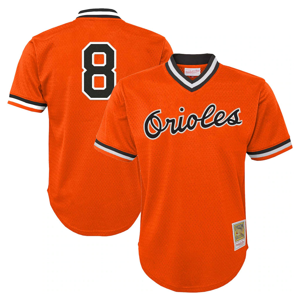 tocy B.Orioles #8 Cal Ripken Player Orange Mitchell & Ness Cooperstown Collection Mesh T-shirt Game Stitched Jerseys