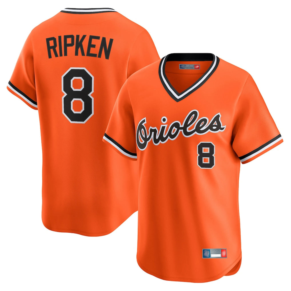 tocy B.Orioles #8 Cal Ripken Player Orange T-shirt Limited Home Game Stitched Jerseys