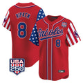 tocy B.Orioles #8 Cal Ripken Player Red USA 250 Independence Day Vapor Premier Limited Home Game Stitched Jerseys