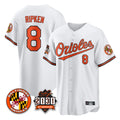 tocy B.Orioles #8 Cal Ripken Player White 30th Anniversary of 2131 Home Game Stitched Jerseys