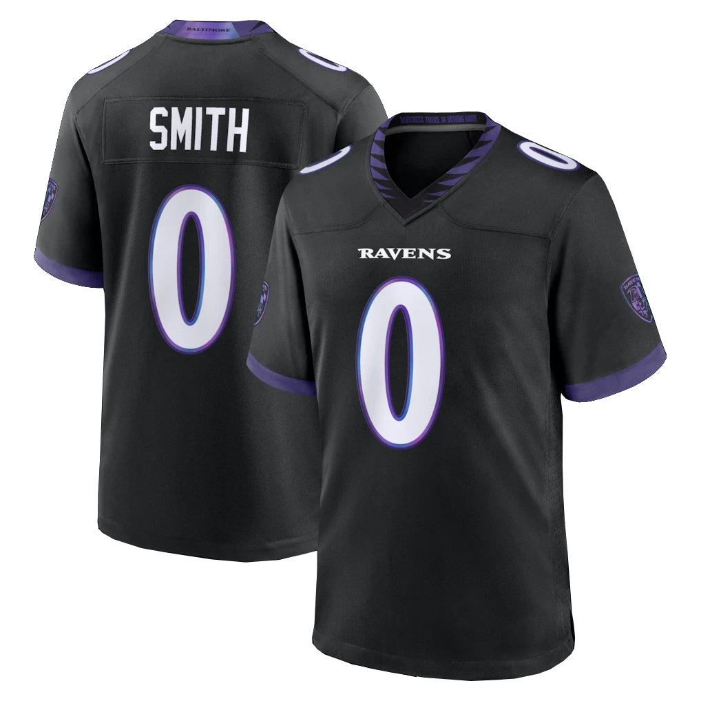 tocy B.Ravens #0 Roquan Smith Player Black Home Game Stitched Jerseys
