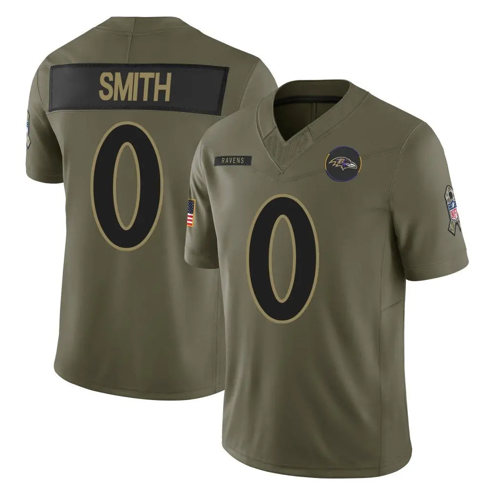 tocy B.Ravens #0 Roquan Smith Player Olive Salute To Service Limited Home Game Stitched Jerseys