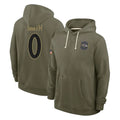 tocy B.Ravens #0 Roquan Smith Player Olive Salute to Service Hoodie Stitched Jerseys