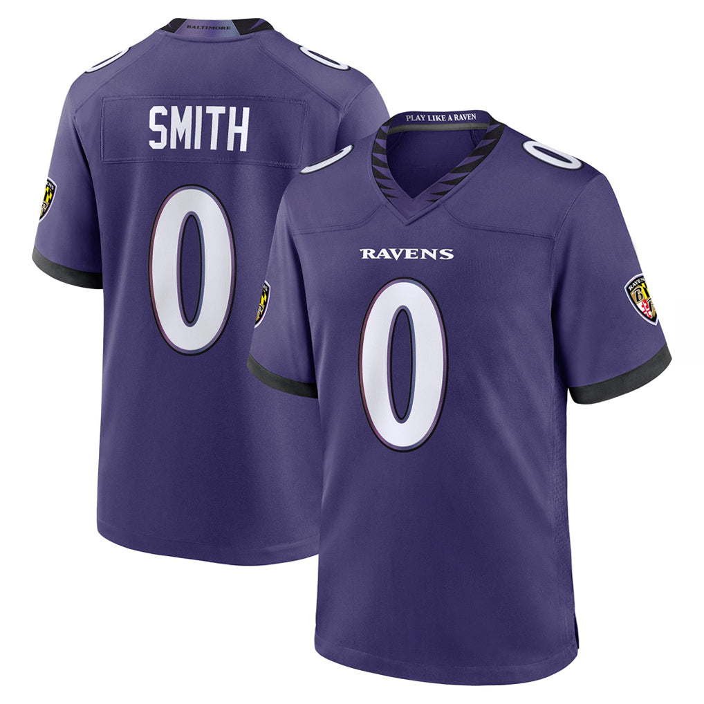 tocy B.Ravens #0 Roquan Smith Player Purple Home Game Stitched Jerseys